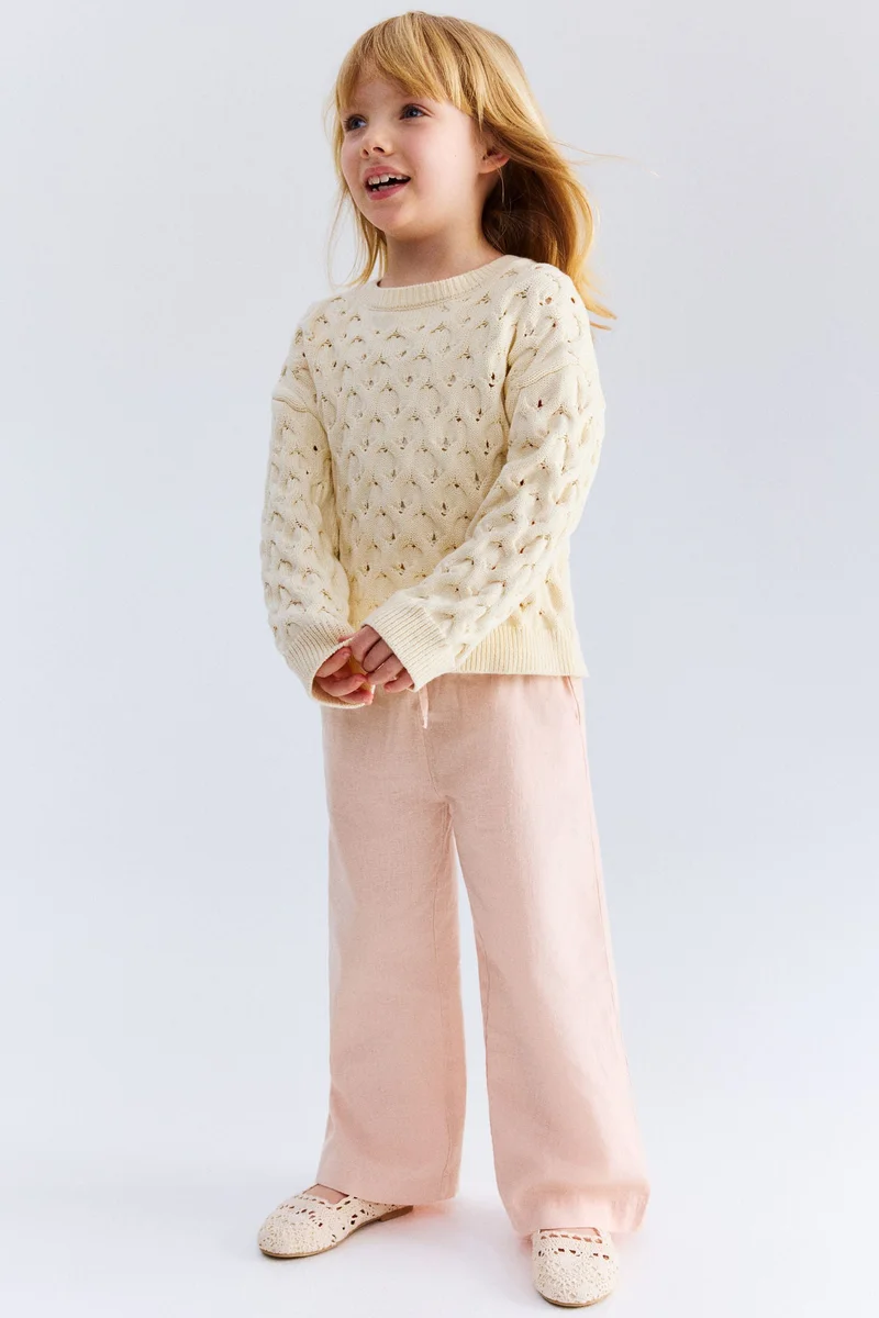 اتش اند ام بنطلون من مزيج الكتان