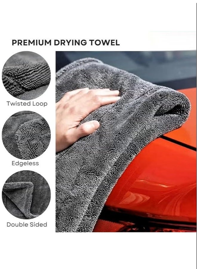 【Premium Car Care】1400 GSM Car Microfiber Towel cleaning Twisted loop large 40x60 cm, 20x30 cm，premium car microfibre drying detailing cloth Super Absorbent Lint free No streaks no Scratches soft on all surfaces effortless,2 Pcs set - Image 2