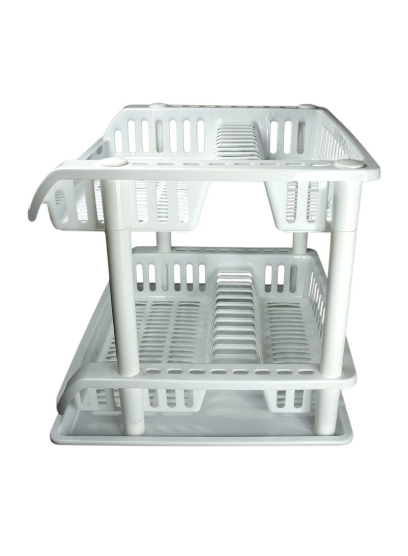 Plasticna 2-Racks Dish Dryer, Made of High-Quality Plastic, Equipped with a Bottom Tray to Collect Excess Water, White - Image 2