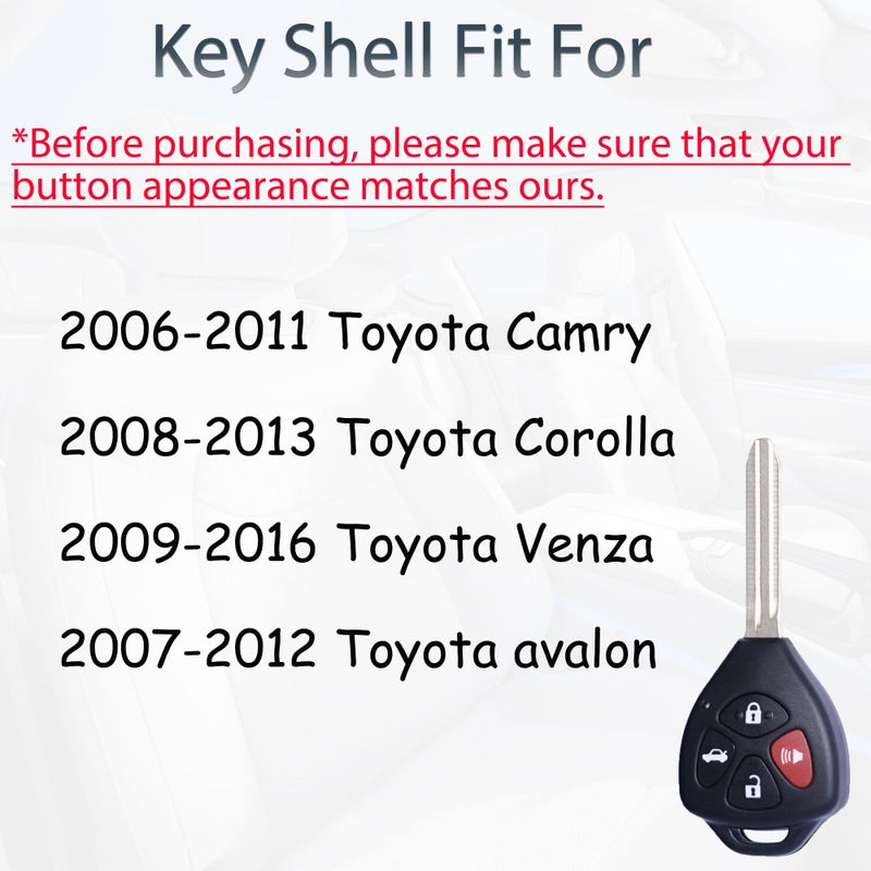 SUPALAND Key Fob Shell Case Replacement Fits for Toyota Camry Corolla Venza Avalon 2007 2008 2009 2010 2011 2012 2013 Keyless Entry Remote Control 4 Button Pad Key Cover - Image 3