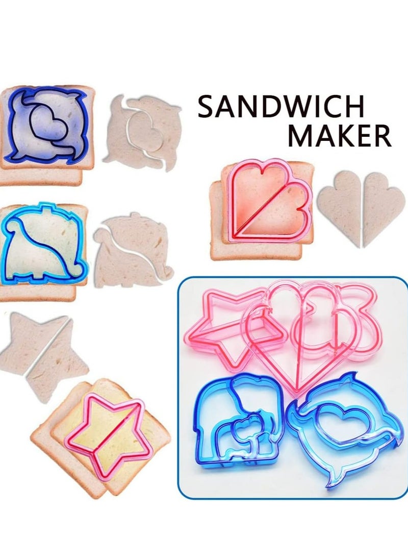 Loquat 6 Pcs Sandwich Cutter  Sealer Set, Puzzle Shapes for Kids' Bento Boxes, DIY Cookie Cutters. - Image 4