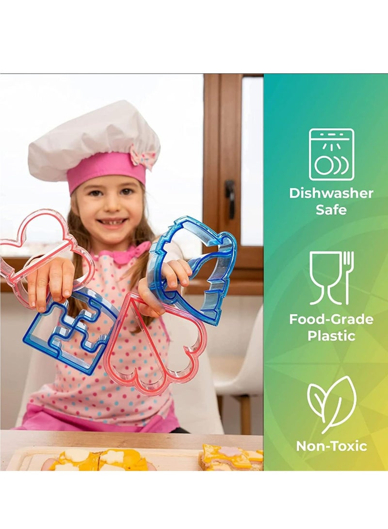 Loquat 6 Pcs Sandwich Cutter  Sealer Set, Puzzle Shapes for Kids' Bento Boxes, DIY Cookie Cutters. - Image 2