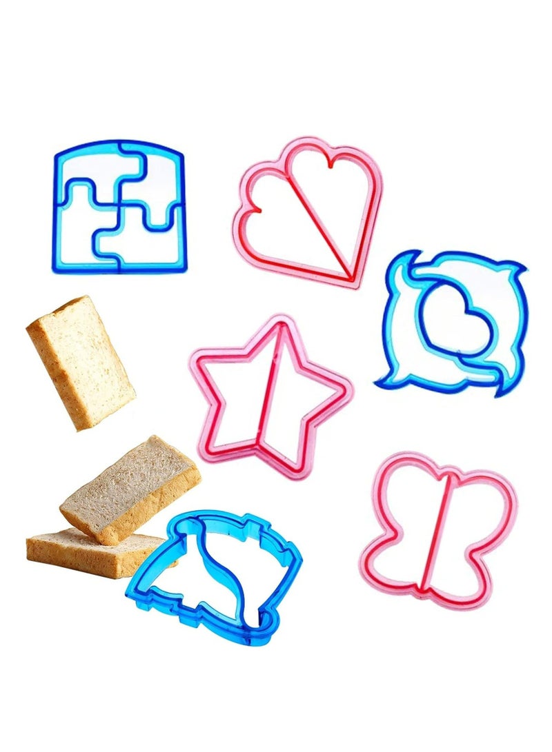 Loquat 6 Pcs Sandwich Cutter  Sealer Set, Puzzle Shapes for Kids' Bento Boxes, DIY Cookie Cutters. - Image 1