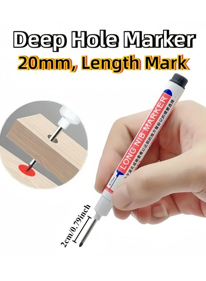 Long 5pcs Long Marker Pens - Waterproof, No Bleed Ink for Woodworking, Construction, DIY Crafts - Medium Point, Multi-Surface Use on Wood, Plastic, Glass, Metal, Faux Leather, Construction Tools|Sleek Pen Design|Waterproof Ink, Woodworking Tools - Image 2