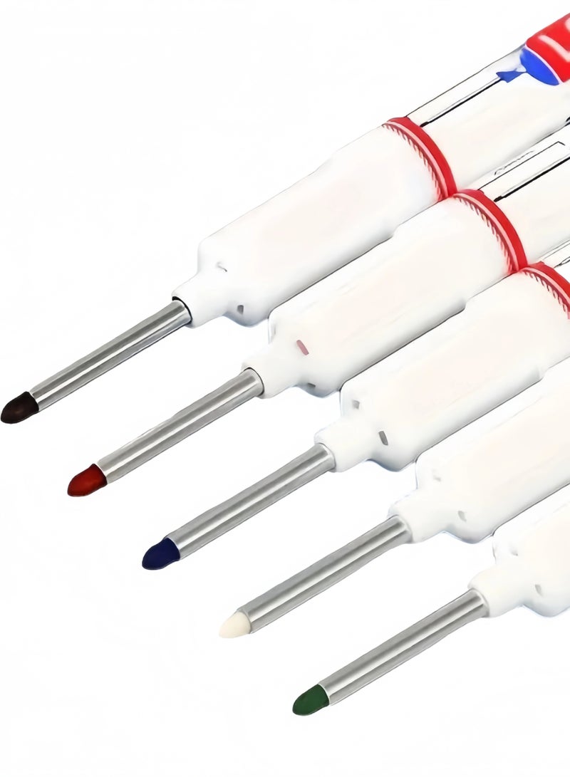 Long 5pcs Long Marker Pens - Waterproof, No Bleed Ink for Woodworking, Construction, DIY Crafts - Medium Point, Multi-Surface Use on Wood, Plastic, Glass, Metal, Faux Leather, Construction Tools|Sleek Pen Design|Waterproof Ink, Woodworking Tools - Image 5