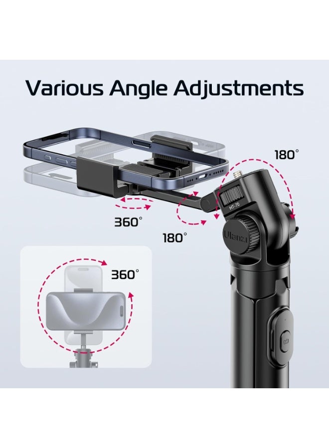 ULANZI MT-70 Extendable Tripod, 63" Selfie Stick Vlog Tripod Stand with 2 Phone Clips as Teleprompter, 360° Rotate Camera Holder for iPhone, Sony, Canon, DJI Osmo Nano, Lightweight for Travel - Image 5