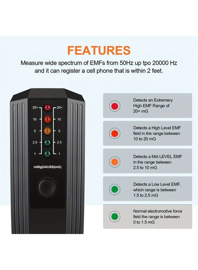 عداد قياس المجالات الكهرومغناطيسية الأحمر - كاشف المجال الكهرومغناطيسي المحمول - مقياس غاوس لصيد الأشباح - Image 4