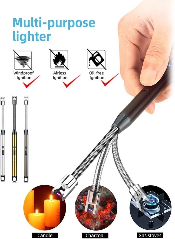 Candle Lighter with USB Charging Windproof Flameless LED Battery Display Safety Switch 360° Rotation for Aromatherapy Candles BBQ Camping (Red, Black, Pink, Silver) 1 Pack - Image 3