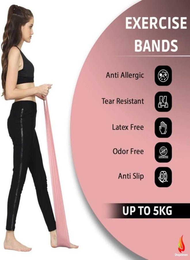 Shopeleven Resistance Band for Workout Up to 5 KG | Durable Latex Exercise Band | Gym Rubber Band for Strength Training, Yoga & Home Workout | Flexible Fitness Band for Men & Women (Pink) - Image 2