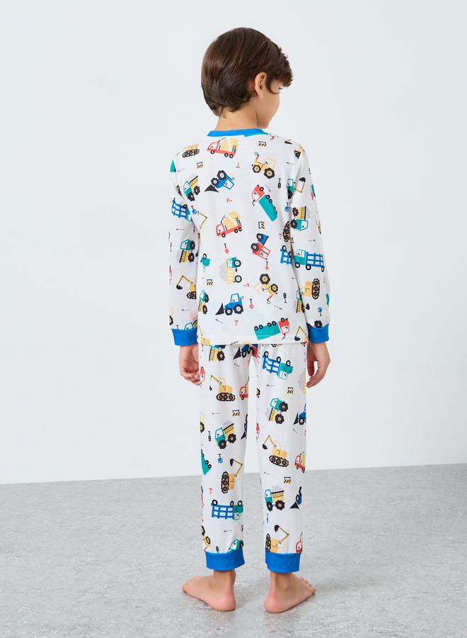Styli Off White All-Over Print Long Sleeve T-Shirt and Pyjama Set - Image 4