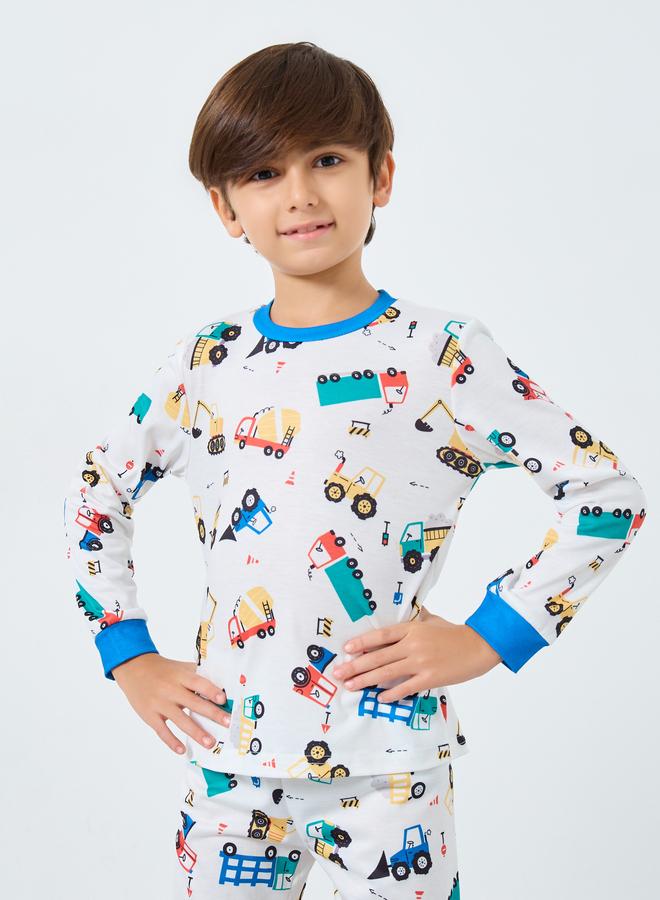 Styli Off White All-Over Print Long Sleeve T-Shirt and Pyjama Set - Image 2