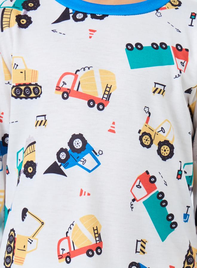 Styli Off White All-Over Print Long Sleeve T-Shirt and Pyjama Set - Image 3