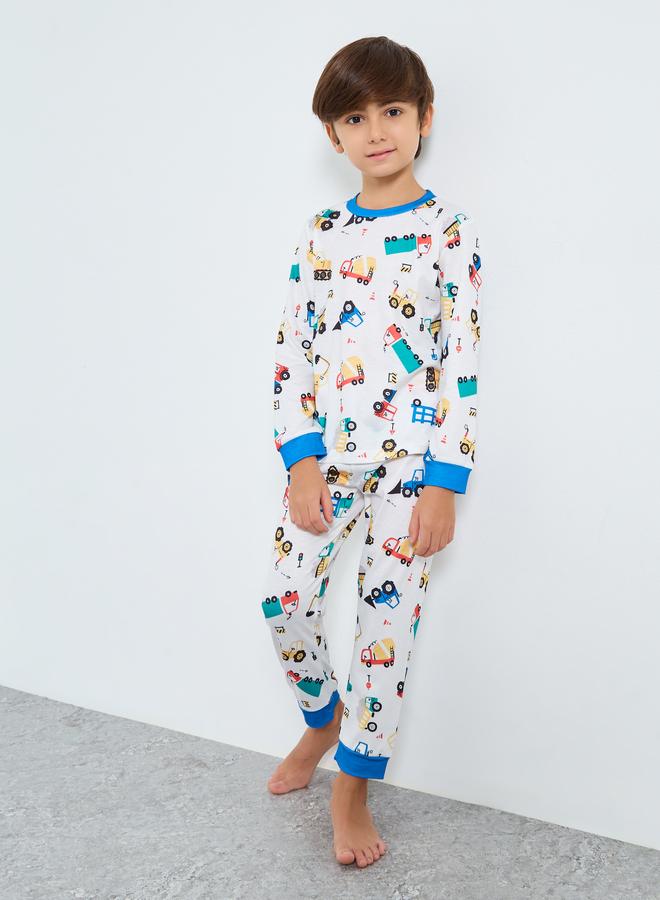 Styli Off White All-Over Print Long Sleeve T-Shirt and Pyjama Set - Image 1