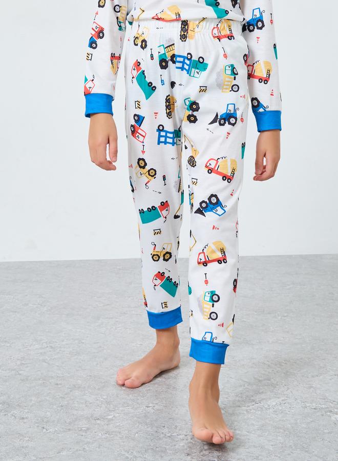 Styli Off White All-Over Print Long Sleeve T-Shirt and Pyjama Set - Image 5