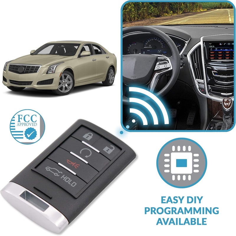 Keyless2Go Replacement 5 Button Proximity Smart Key for Cadillac NBG009768T 22856930 - Image 5