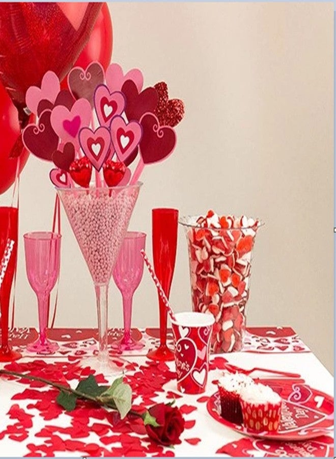 IHEOJAOC 24 Pcs Red Heart Paper Plates Decorations, 7" Dinner & Dessert Plates Romantic Red Heart Disposable Dinnerware Family Party Supplies - Image 3