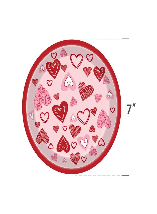 IHEOJAOC 24 Pcs Red Heart Paper Plates Decorations, 7" Dinner & Dessert Plates Romantic Red Heart Disposable Dinnerware Family Party Supplies - Image 2