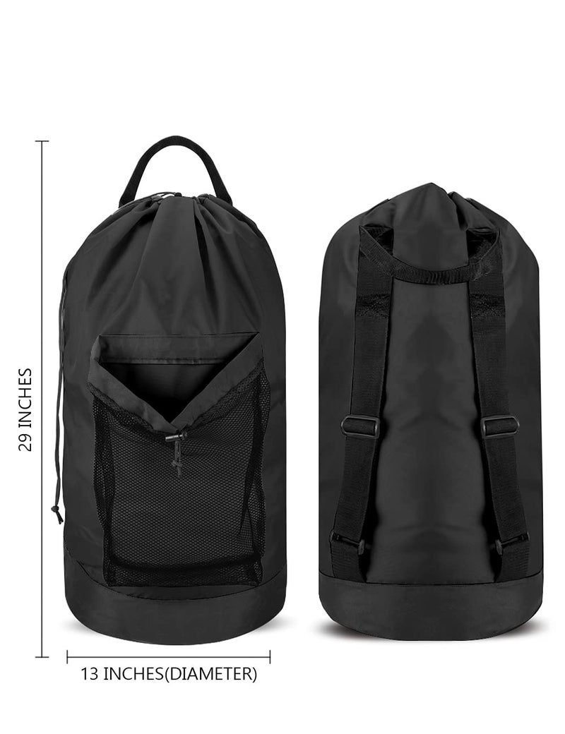 Dalykate Backpack Laundry Bag, Laundry Backpack with Shoulder Straps and Mesh Pocket Durable Nylon Clothes Hamper Bag with Drawstring Closure for College, Travel, Laundromat, Apartment - Image 2