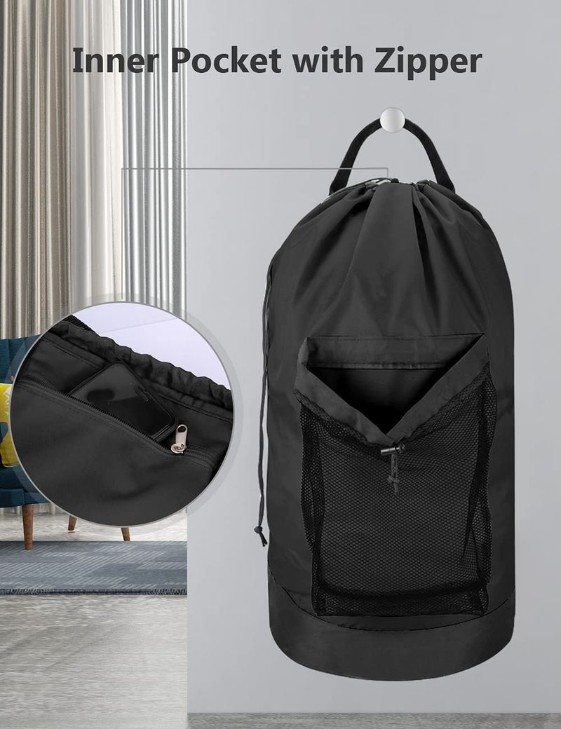 Dalykate Backpack Laundry Bag, Laundry Backpack with Shoulder Straps and Mesh Pocket Durable Nylon Clothes Hamper Bag with Drawstring Closure for College, Travel, Laundromat, Apartment - Image 4