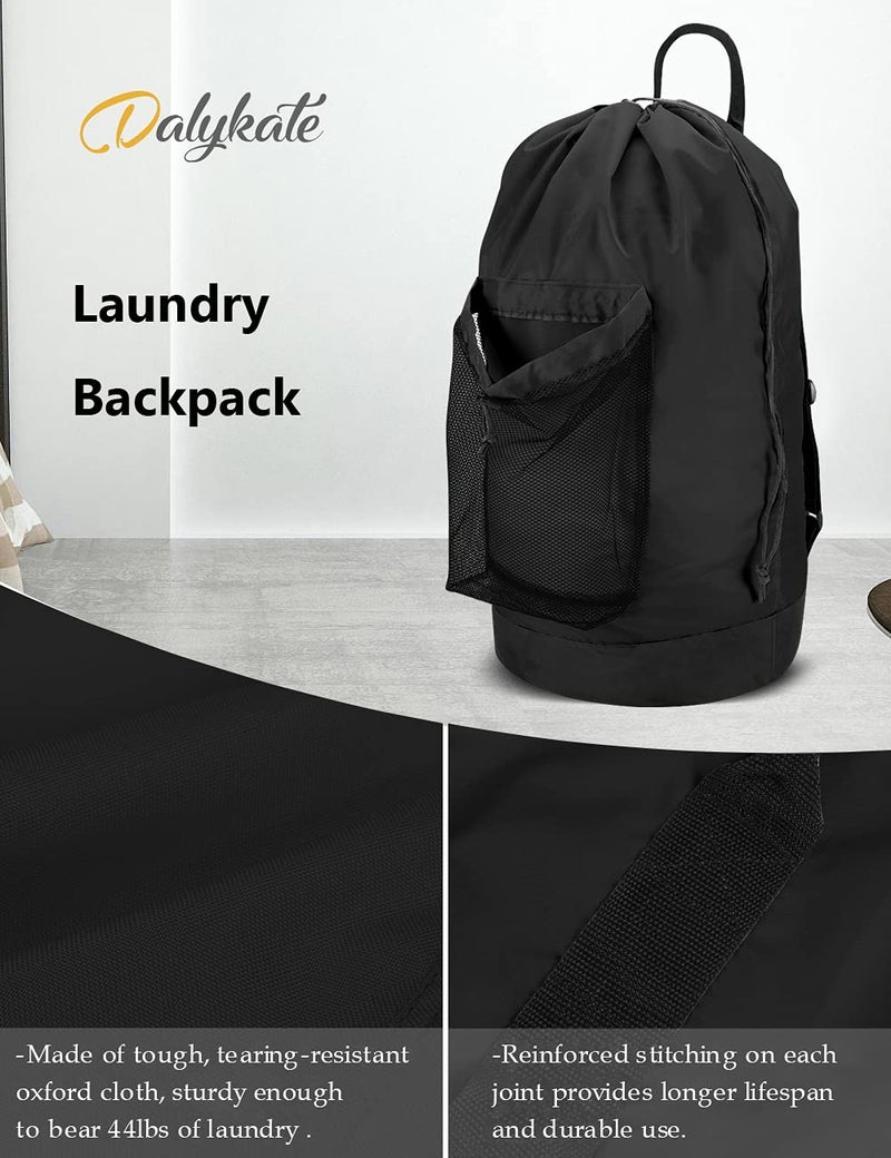 Dalykate Backpack Laundry Bag, Laundry Backpack with Shoulder Straps and Mesh Pocket Durable Nylon Clothes Hamper Bag with Drawstring Closure for College, Travel, Laundromat, Apartment - Image 5