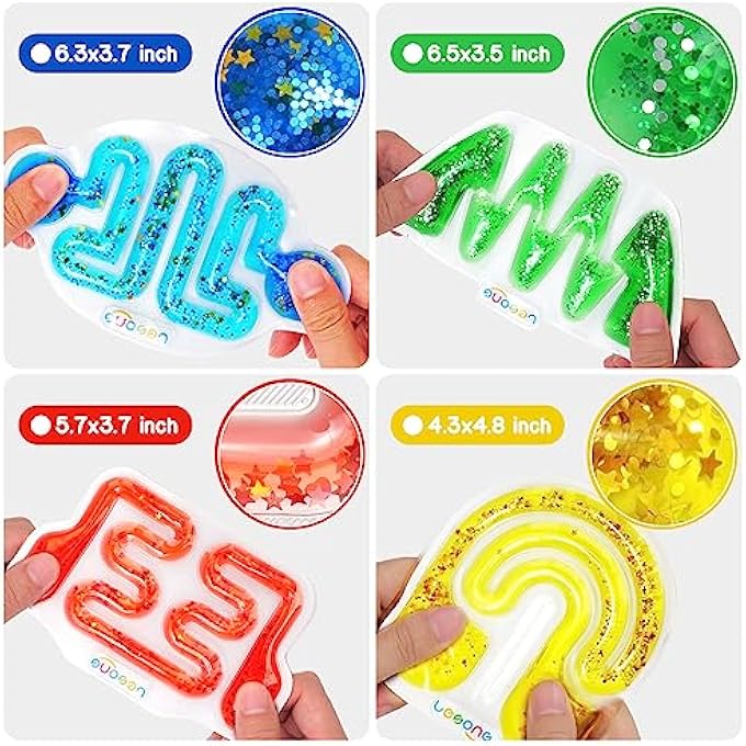 LESONG Squishy Sensory Fidget Toys for Kids - Sensory Toys for Autistic Children Special Needs, Stress Anxiety Relief Toys for Calm Down, Squeeze Sensory Tube Filled with Colorful Goo, Glitter 4Pack - Image 3