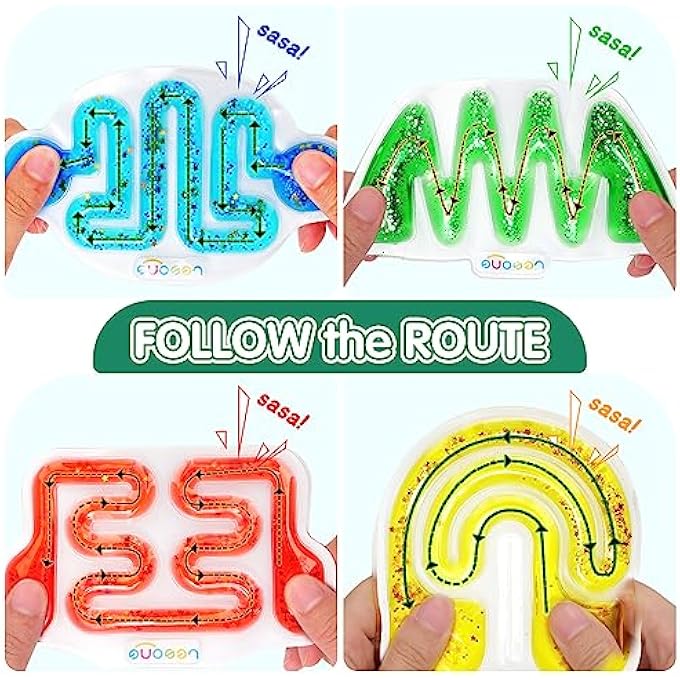 LESONG Squishy Sensory Fidget Toys for Kids - Sensory Toys for Autistic Children Special Needs, Stress Anxiety Relief Toys for Calm Down, Squeeze Sensory Tube Filled with Colorful Goo, Glitter 4Pack - Image 2