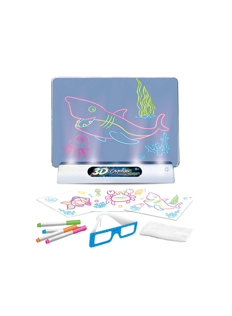 3D Drawing Tablet, Writing Tablet for Dimensional LED Glow Toys, Erasable Drawing Tablet for Kids, Translucent Light Up Doodle Board, Educational Learning Toys for Boys & Girls(Without Battery) - Image 1