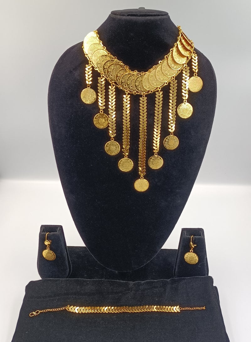 3-piece Fashion Jewellery Set Bohemia Gypsy Tibetan Vintage Coin Party Wear Necklace Earrings And Bracelet For Girls & Women - Image 1