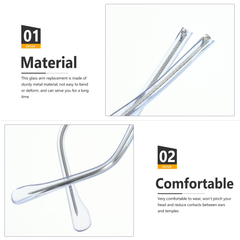2 Pairs of Eyeglasses Replacement Temples Universal Glasses Replacement Legs Eyeglasses Arms - Image 3