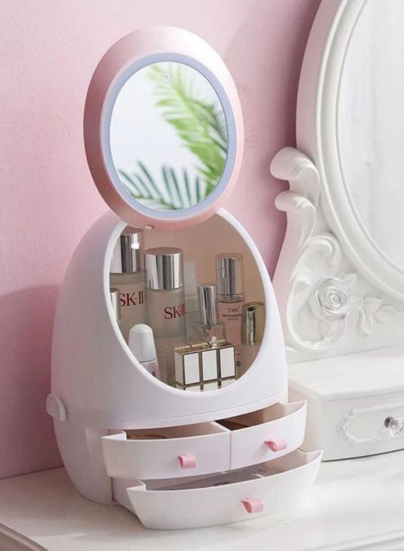 LED makeup Organizer Box White/Pink