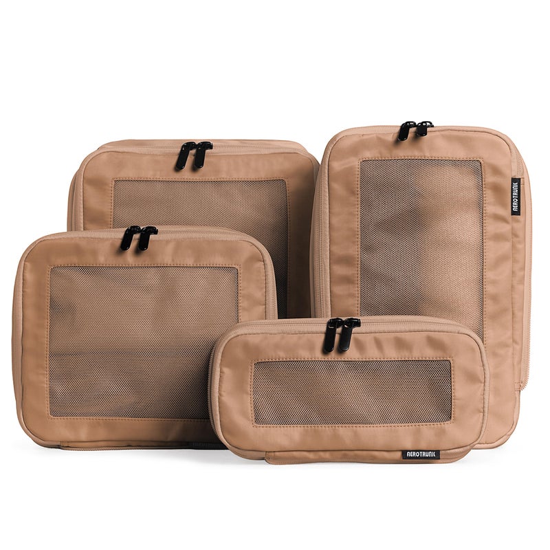Aerotrunk Compression Packing Cubes for Travel - Luggage Organizer Bags - Double Zipper Packing Cubes for Suitcases (4-Pack, Mocha) - Image 1
