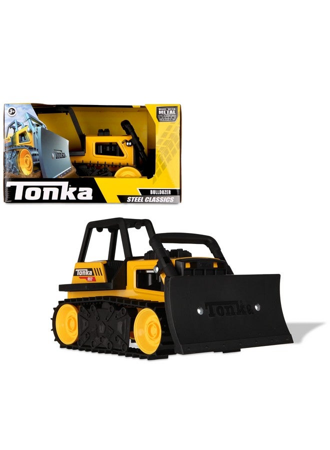 تونكا كلاسيكيات الصلب - جرافة - مصنوعة من الفولاذ والبلاستيك القوي، شاحنة بناء لعبة تعمل بالاحتكاك باللون الأصفر، للأعمار من 3 سنوات فما فوق للأولاد والبنات، والأطفال الصغار، وهدايا عيد الميلاد - Image 1