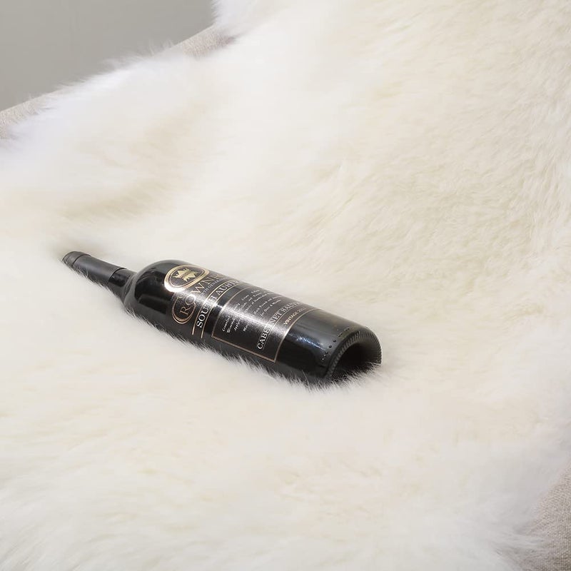 IRIWOOL Premium Genuine Fur Sheepskin Rug Real Australia Sheepskin Natural Luxury Fluffy Lambskin Fur Area Rug Seat Covers for Kids Bedroom Sofa Chair Cover (Creamy White, Single Pelt/2ft x 3ft) - Image 5