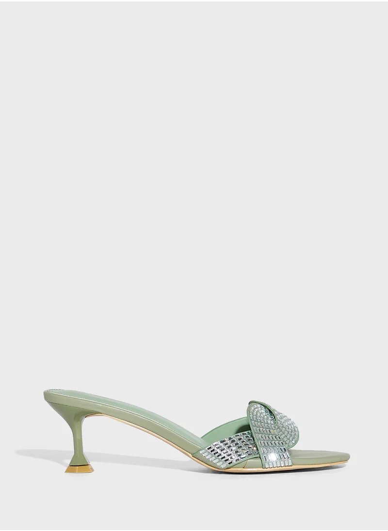 Ella Limited Edition Twisted Embellished Mule Heel Sandal