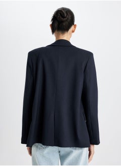 DeFacto Oversized Fit Wide Blazer Collar Button-Up Basic Blazer Jacket  - Image 2