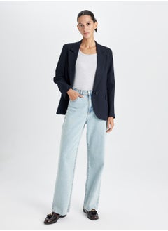 DeFacto Oversized Fit Wide Blazer Collar Button-Up Basic Blazer Jacket  - Image 4