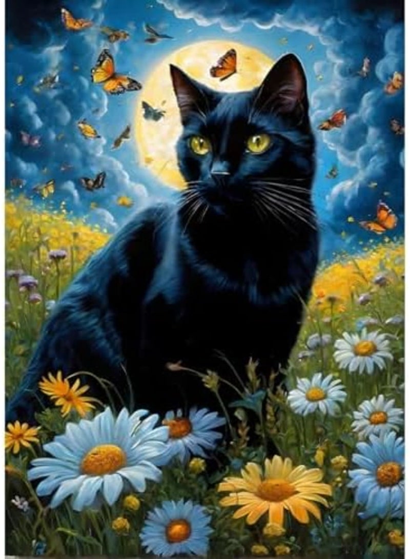 SYOSI Diamond Painting Kits for Adults for Beginners - 16x20inch Black Cat DIY 5D Diamond Art Kits, Full Drill Diamond Dots Paintings with Diamonds Gem Arts Crafts for Home Wall Decor, Gifts - Image 1