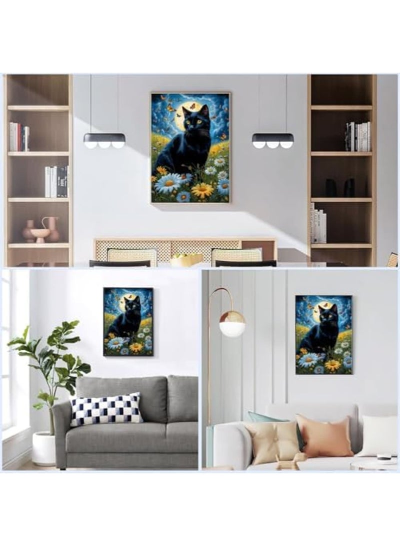 SYOSI Diamond Painting Kits for Adults for Beginners - 16x20inch Black Cat DIY 5D Diamond Art Kits, Full Drill Diamond Dots Paintings with Diamonds Gem Arts Crafts for Home Wall Decor, Gifts - Image 2