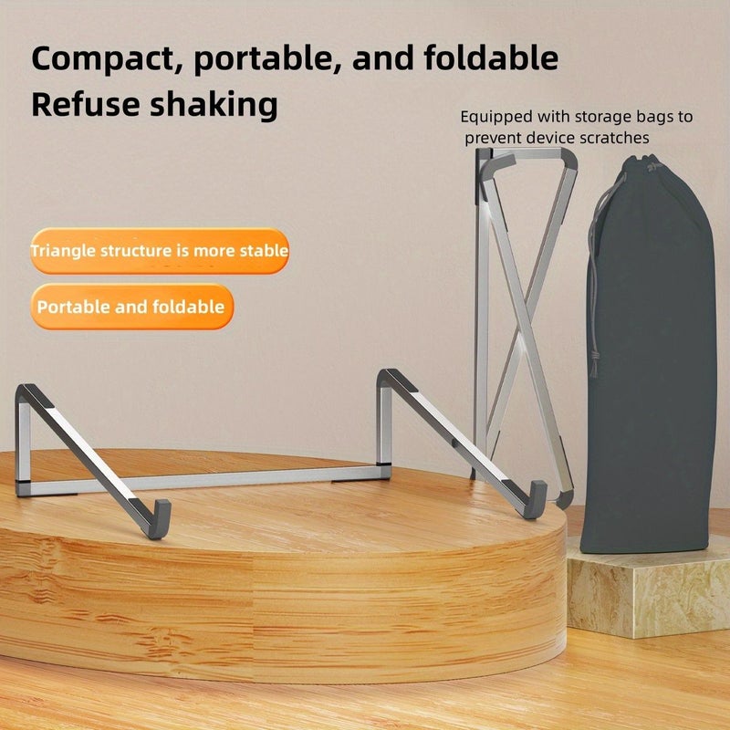 Aluminum Alloy Laptop Stand Silvery Folding Portable Desktop Bracket Heat Dissipation Storage Support Frame Fits 14.5 to 22.3 Inch Notebooks For Daily Office Work - Image 1