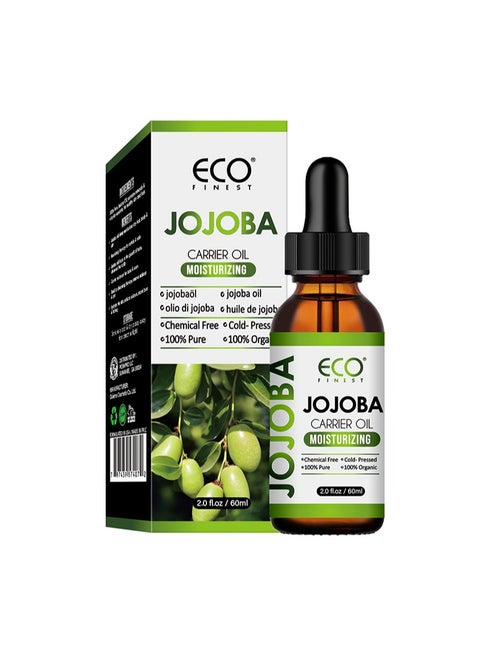 Organic Jojoba Oil 60ml，100% Pure & Natural Jojoba Oil for Hair，Face， Body & Nails, Moisturize Skin & Helps Fight Acne，Jojoba Oil Organic Cold Pressed Unrefined(60ml)