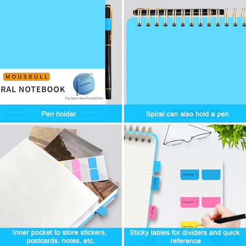 Mousbull Top Spiral Notebook, A4 Hardcover Top Bound Steno Pads, 240 Pages 100gsm College Ruled Left Handed Notebook Journal for Work, School, Meeting Writing - Blue, 8.5" x 11" - Image 5