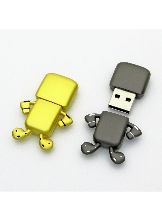 Headphones U Disk Metal Robot Cartoon Doll USB Company LOGO Advertising Gifts U Disk-Color:Black-Capacity:USB2.0 64GB  - Image 4