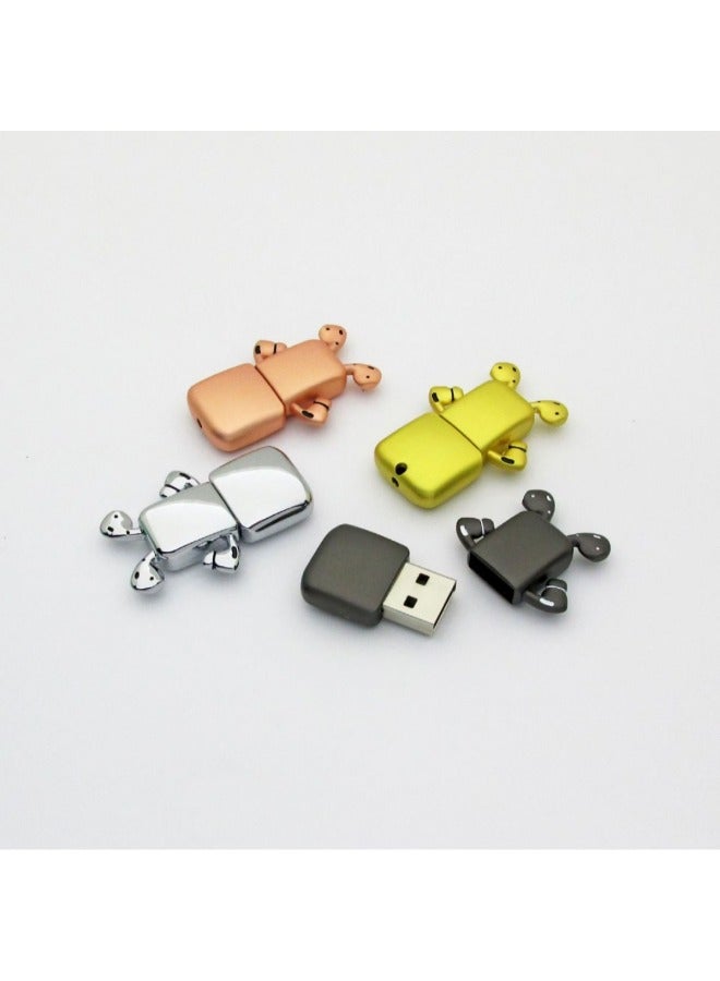 Headphones U Disk Metal Robot Cartoon Doll USB Company LOGO Advertising Gifts U Disk-Color:Black-Capacity:USB2.0 64GB  - Image 5