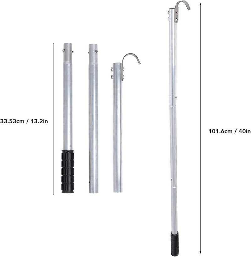 FTVOGUE Aluminum Attic Ladder Pull Down Rod Kit with Storage Hook Home Storage Solution - Image 3