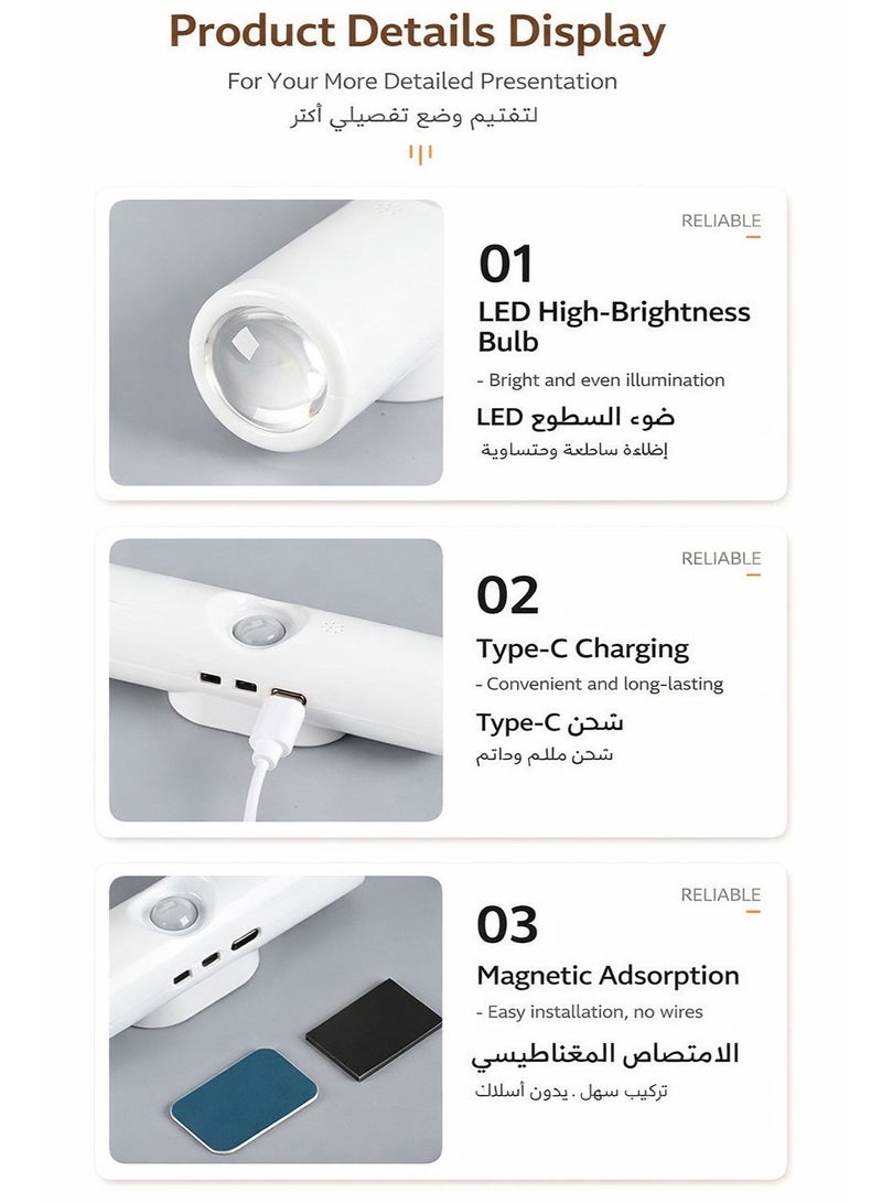 2-Pack Motion Sensor LED Wall Lights, Magnetic Mount, 3 Color Modes & Stepless Dimming, Wireless Night Lights for Stairs, Hallway, Bedroom - Image 3