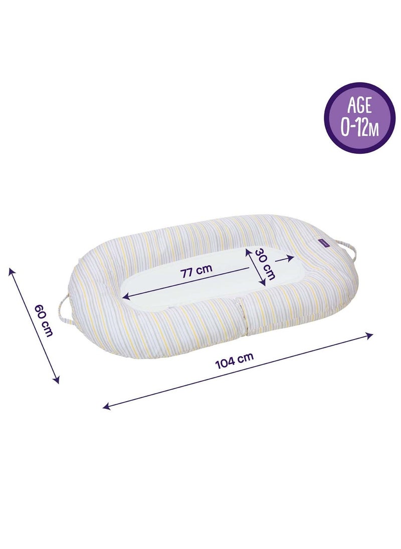 Clevamama Mum2Me Maternity Pillow & Baby Pod - Grey and Yellow Stripes  - Image 4