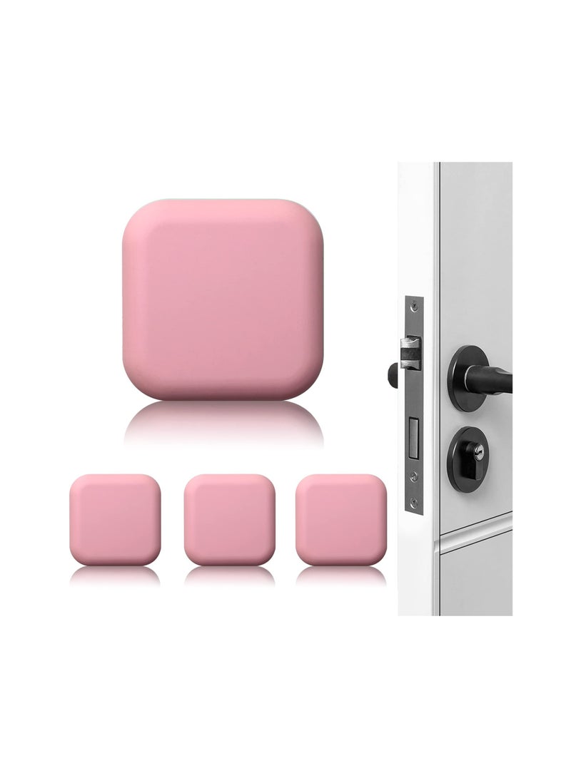 4 Pack Soft Rubber Door Stoppers Self Adhesive Wall Protectors Doorknob Bumpers for Home Office Pink Silencer Crash Pads Non-Slip Safety - Image 1