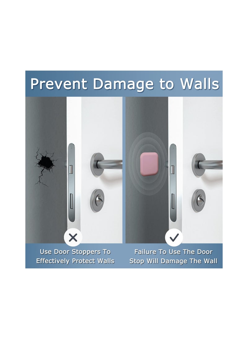 4 Pack Soft Rubber Door Stoppers Self Adhesive Wall Protectors Doorknob Bumpers for Home Office Pink Silencer Crash Pads Non-Slip Safety - Image 4