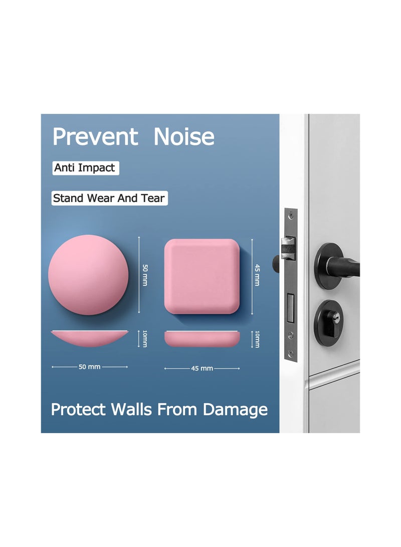4 Pack Soft Rubber Door Stoppers Self Adhesive Wall Protectors Doorknob Bumpers for Home Office Pink Silencer Crash Pads Non-Slip Safety - Image 2