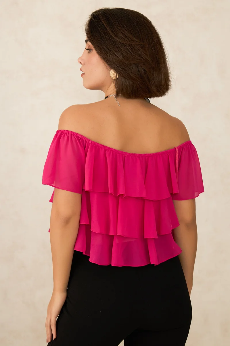Virgio Georgette Off-Shoulder Brunchwear Crop Tops for Women